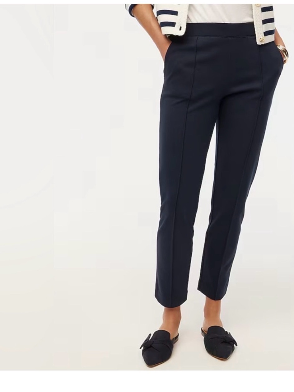 J. Crew Black Pintuck Cropped Slim Trousers